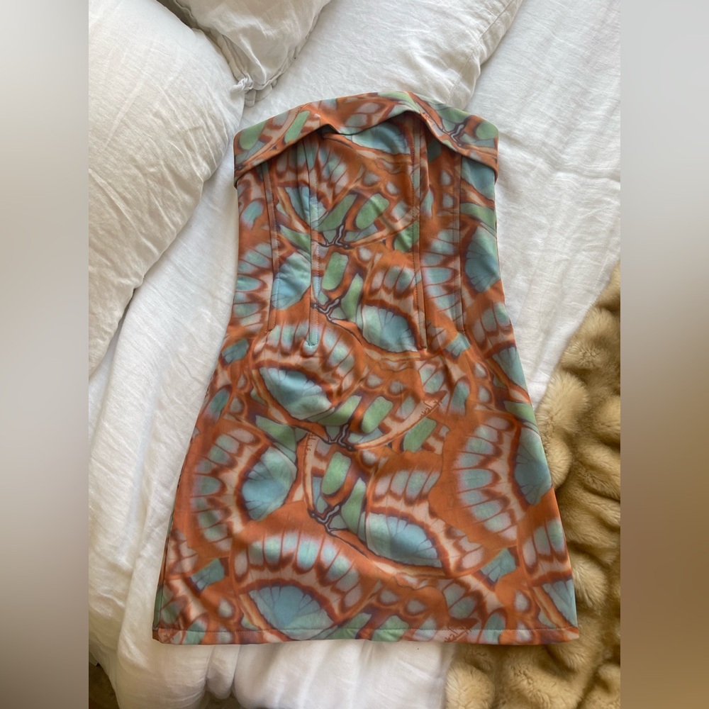 With Jean Multicolor Strapless Dress
